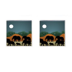 Elephant Family Illustration Cufflinks (square) by dflcprintsclothing