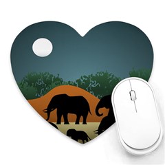 Elephant Family Illustration Heart Mousepads by dflcprintsclothing