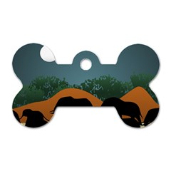 Elephant Family Illustration Dog Tag Bone (two Sides)