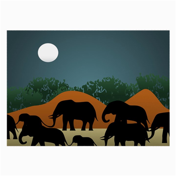 Elephant Family Illustration Large Glasses Cloth (2 Sides)