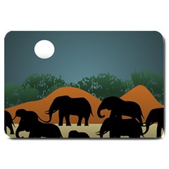 Elephant Family Illustration Large Doormat  by dflcprintsclothing