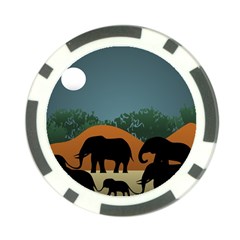 Elephant Family Illustration Poker Chip Card Guard by dflcprintsclothing