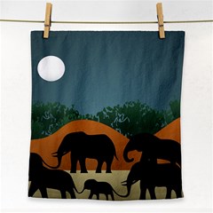 Elephant Family Illustration Face Towel by dflcprintsclothing