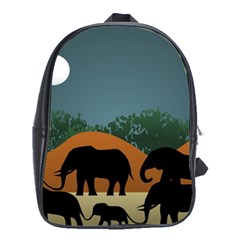 Elephant Family Illustration School Bag (large)