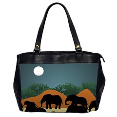 Elephant Family Illustration Oversize Office Handbag (2 Sides) by dflcprintsclothing