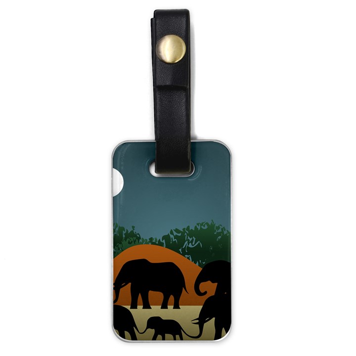 Elephant Family Illustration Luggage Tag (one side)