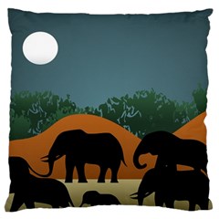 Elephant Family Illustration Large Cushion Case (one Side) by dflcprintsclothing