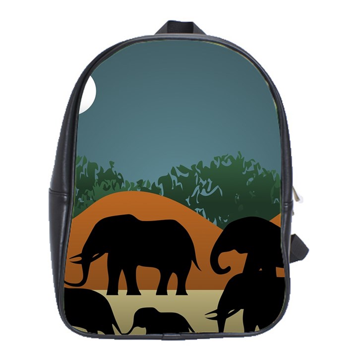 Elephant Family Illustration School Bag (XL)