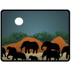 Elephant Family Illustration Double Sided Fleece Blanket (large)  by dflcprintsclothing