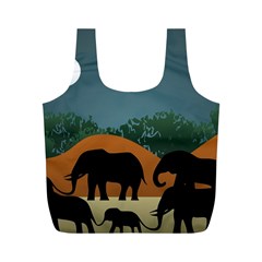 Elephant Family Illustration Full Print Recycle Bag (m) by dflcprintsclothing