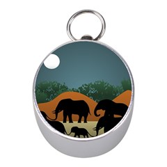 Elephant Family Illustration Mini Silver Compasses by dflcprintsclothing