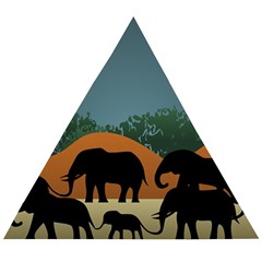 Elephant Family Illustration Wooden Puzzle Triangle by dflcprintsclothing