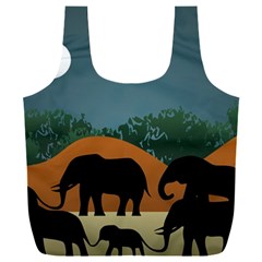 Elephant Family Illustration Full Print Recycle Bag (xxl) by dflcprintsclothing