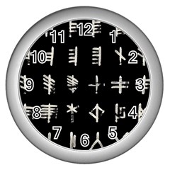 Ogham Rune Set Complete Inverted Wall Clock (silver) by WetdryvacsLair