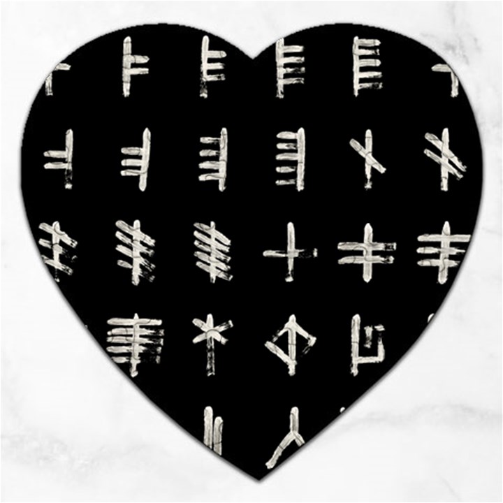 Ogham Rune Set Complete Inverted Jigsaw Puzzle (Heart)