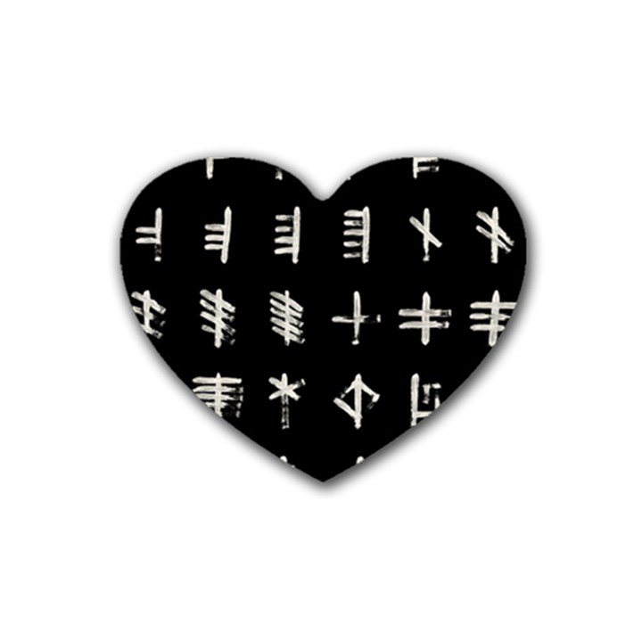 Ogham Rune Set Complete Inverted Heart Coaster (4 pack) 