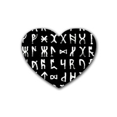 Macromannic Runes Collected Inverted Rubber Coaster (heart)  by WetdryvacsLair