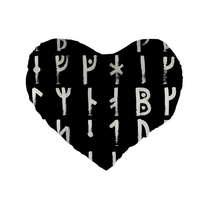 Medieval Runes Collected Inverted Complete Standard 16  Premium Flano Heart Shape Cushions