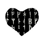 Medieval Runes Collected Inverted Complete Standard 16  Premium Flano Heart Shape Cushions Back