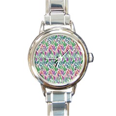 Rainbow Leafs Round Italian Charm Watch by Sparkle