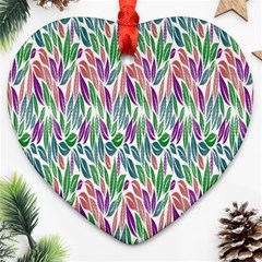 Rainbow Leafs Ornament (heart) by Sparkle