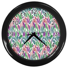 Rainbow Leafs Wall Clock (black) by Sparkle