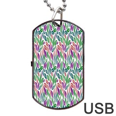 Rainbow Leafs Dog Tag Usb Flash (one Side)