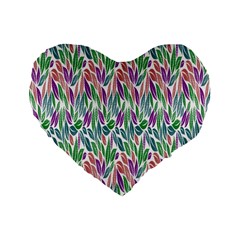 Rainbow Leafs Standard 16  Premium Flano Heart Shape Cushions by Sparkle