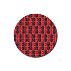 Rosegold Beads Chessboard1 Rubber Coaster (round)  by Sparkle