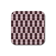 Rosegold Beads Chessboard Rubber Coaster (square)  by Sparkle