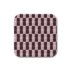 Rosegold Beads Chessboard Rubber Square Coaster (4 Pack)  by Sparkle