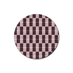 Rosegold Beads Chessboard Rubber Coaster (round)  by Sparkle