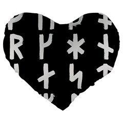 Younger Futhark Rune Set Collected Inverted Large 19  Premium Flano Heart Shape Cushions by WetdryvacsLair