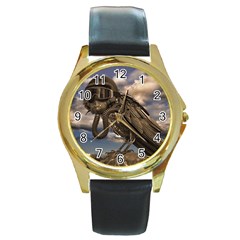 Apocalyptic Future Concept Artwork Round Gold Metal Watch by dflcprintsclothing