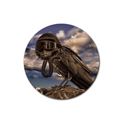 Apocalyptic Future Concept Artwork Rubber Round Coaster (4 Pack)  by dflcprintsclothing