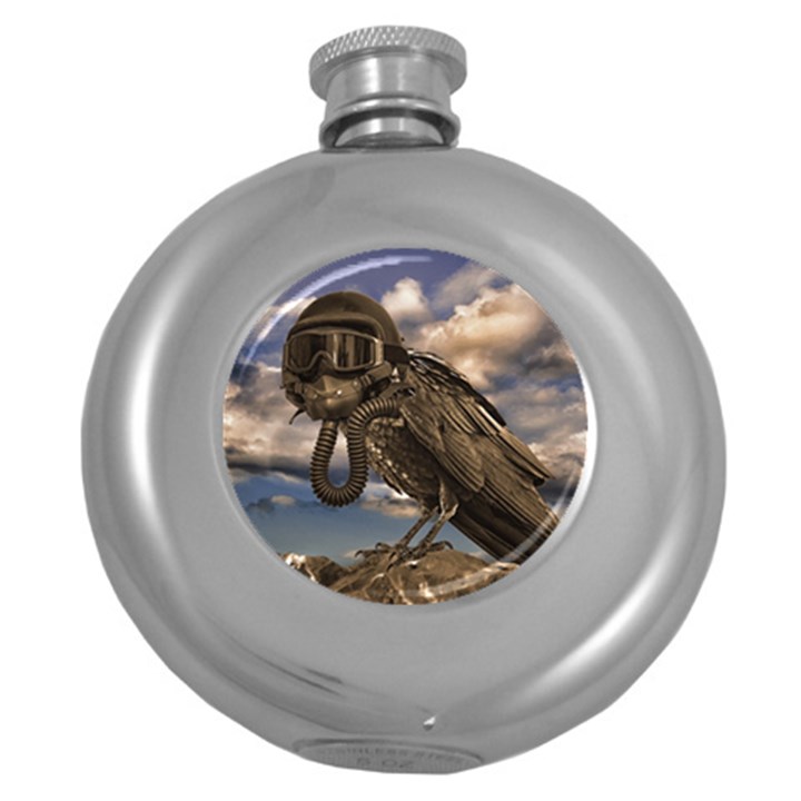 Apocalyptic Future Concept Artwork Round Hip Flask (5 oz)