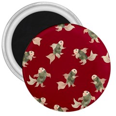 Bright decorative seamless  pattern with  fairy fish on the red background. 3  Magnets