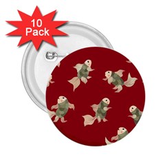 Bright decorative seamless  pattern with  fairy fish on the red background. 2.25  Buttons (10 pack) 