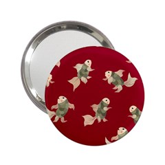 Bright decorative seamless  pattern with  fairy fish on the red background. 2.25  Handbag Mirrors