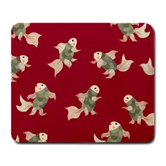 Bright decorative seamless  pattern with  fairy fish on the red background. Large Mousepads