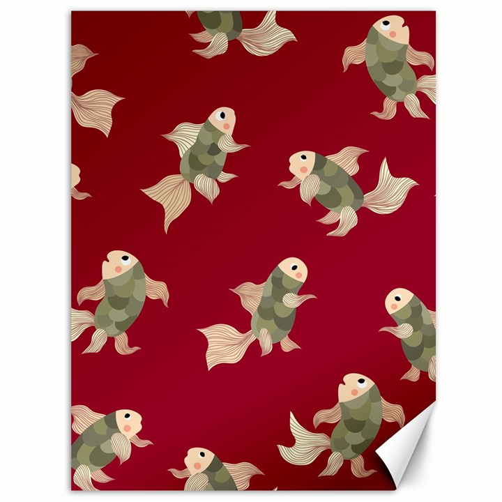 Bright decorative seamless  pattern with  fairy fish on the red background. Canvas 36  x 48 