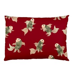 Bright decorative seamless  pattern with  fairy fish on the red background. Pillow Case