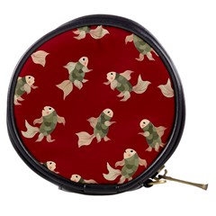 Bright decorative seamless  pattern with  fairy fish on the red background. Mini Makeup Bag