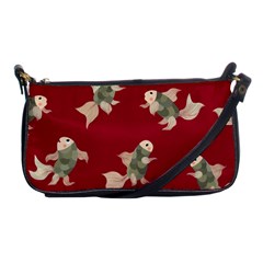 Bright decorative seamless  pattern with  fairy fish on the red background. Shoulder Clutch Bag