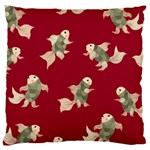 Bright decorative seamless  pattern with  fairy fish on the red background. Large Cushion Case (One Side) Front