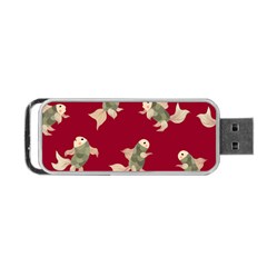 Bright decorative seamless  pattern with  fairy fish on the red background. Portable USB Flash (One Side)