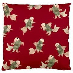 Bright decorative seamless  pattern with  fairy fish on the red background. Standard Flano Cushion Case (Two Sides)