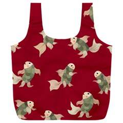 Bright decorative seamless  pattern with  fairy fish on the red background. Full Print Recycle Bag (XXXL)