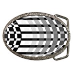 Nine Bar Monochrome Fade Squared Bend Belt Buckles Front