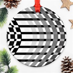 Nine Bar Monochrome Fade Squared Bend Round Ornament (two Sides) by WetdryvacsLair